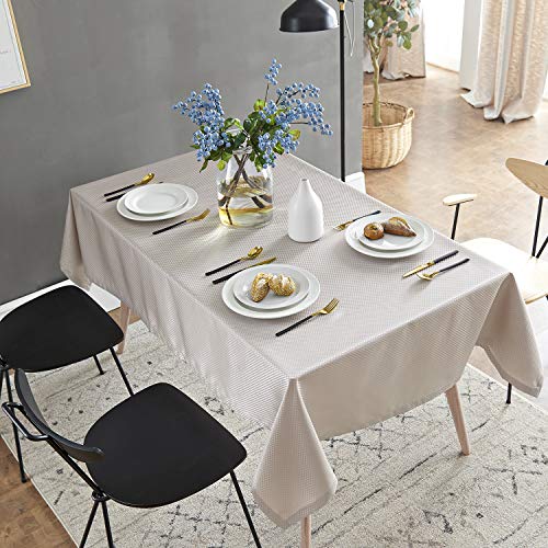 HSYLYM Waterproof Table Cloth Rectangular Polyester Washable,Plain Table Cover Suitable for Indoor and Outdoor Use,Ecru,135x240cm(53x94in)