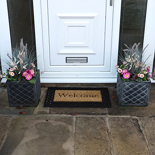 JVL Mila Embossed Rubber Tuffscrape Doormat, 45x75cm