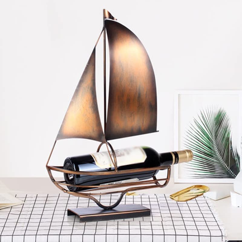 N/A Sailing Wine Bottle Holder Iron Art European Creative Wine Rack Bottle Storage Holder Home Decoration