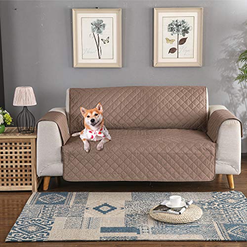PETCUTE Sofa cover waterproof sofa slipcovers Anti Slip armchair covers Quilted Couch Slipcover Sofa Protector for dog pets Coffee 1 Seater