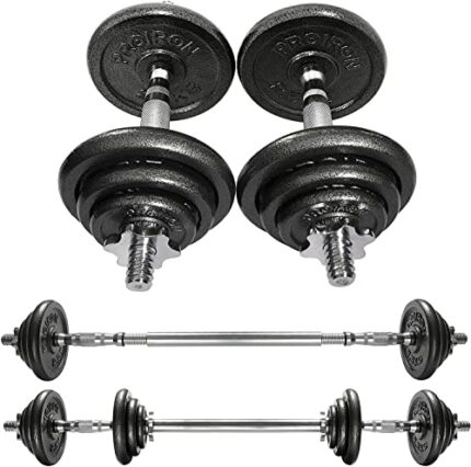 PROIRON 20kg/30kg Adjustable Dumbbells Weights set for Men Women, Cast Iron Dumbell Barbells set, Strength Training Equipment Home Gym Fitness, H