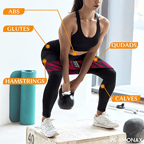 Amonax Fabric Resistance Bands Women, Glute Bands Female for Booty, Bands for Squat Exercise, Elastic Resistant Bands as Weight Loss Workout Equi
