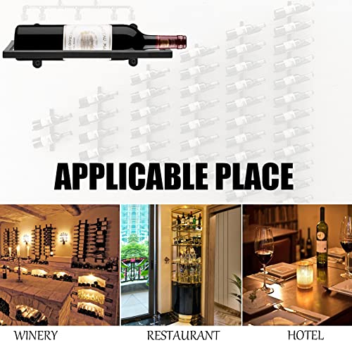 LUNKUIVY 6 PCS Wine Rack Wall Mounted, Hanging Wall Wine Bottle Display Organizer Holder, Black Iron Wall Wine Rack for Home Kitchen and Bar Deco