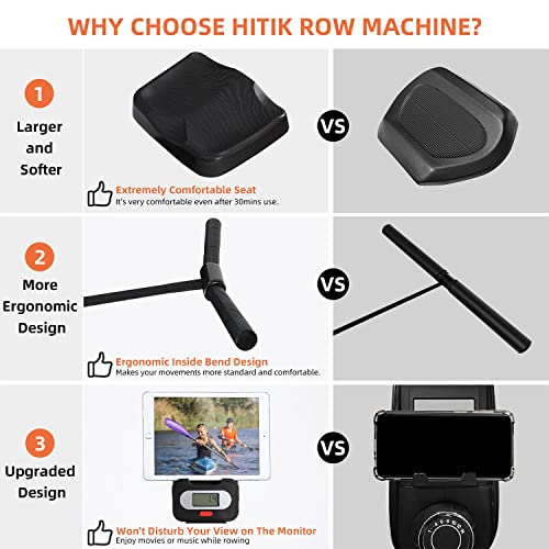 Magnetic Rowing Machine for Home Use 350LB Weight Capacity Super Quiet Ergonomic Rower Machine, 2023 Upgraded Silent Aluminum Slide Rail Row Mach