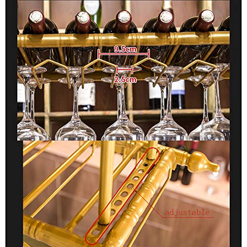 PIBM European Style Wine Rack Suspension Ceiling Wine Bottle Rack Bar|Restaurant Goblet Holder|Fashion Creative Wine Glass Rack J1022, Gold , L80