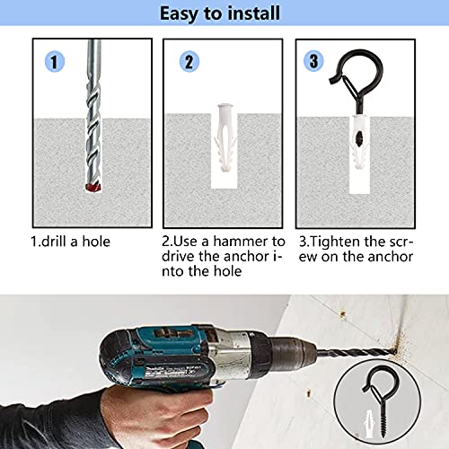 OSELEE Q-Hanger Screw Hooks Outdoor, Wall Mount Ceiling Hook, Safety Buckle Design, Used for Hanging Basket Planters, Wind Chimes, Key, String Li