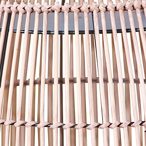 Teamson Home Outdoor Garden Large Round Drum Patio Side Table, 16.7 Inch Plant Stand in Bamboo Wicker, Weather Resistant, Outdoor Garden Décor, B