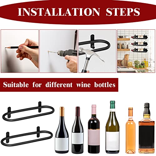 KHayRovies Set of 12 Metal Wine Rack Wall Mounted,Hanging Red Wine Shelf Champagne Bottle Rack Cabinet Organizer,Iron Liquor Bottle Display Holde
