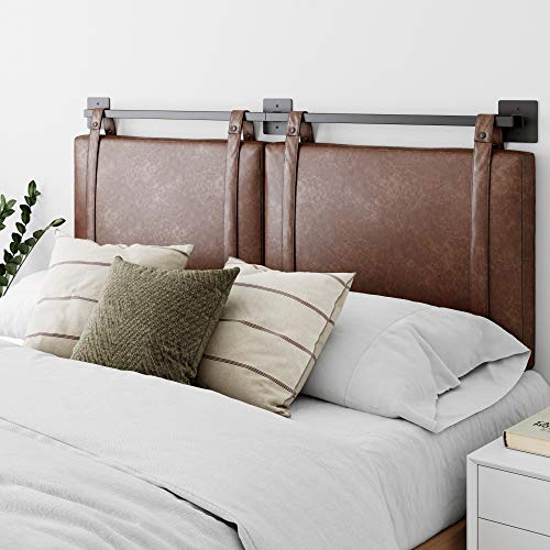 Nathan James Headboard, Metal Engineered Wood Fabric, Brown, Full
