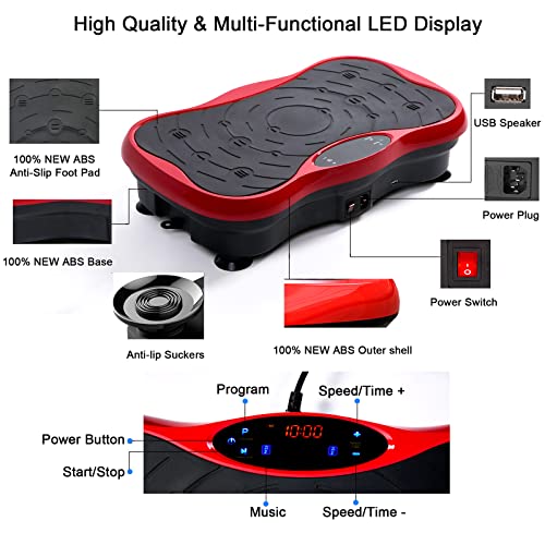 eHUPOO Vibration Plate Exercise Machine,Whole Body Vibration Platform Machine for Weight Loss,Shaping,Toning.Vibrating Weight Loss Home Gym Fitne