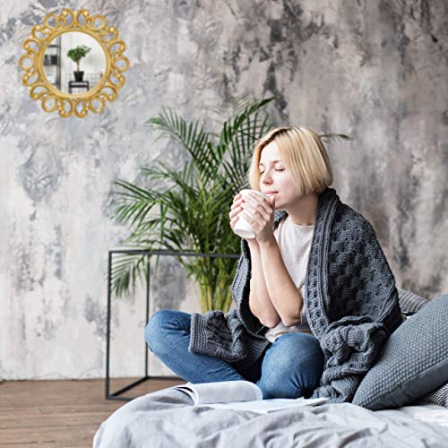 Relaxdays Round Wall Mirror, Decoration for Hallway, Bathroom, Living Room & Bedroom, Frame, Ornament, ∅ 50 cm, White