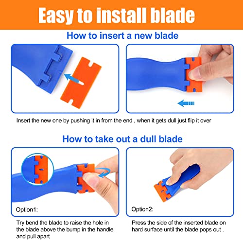 Plastic Scraper with 20PCS Plastic Razor Blade, Window Scrapers Ceramic Glass Scraper Tool, Sticky Remover for Removing Lable, Glue, Decal in The