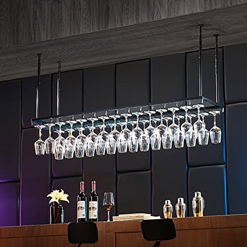 SUCHETA Hanging Wine Rack Wine Glass Holder, Ceiling Decoration Stemware Holder, for Bars, Restaurants, Kitchens Wine Bottle Rack/Shelf, Adjustab