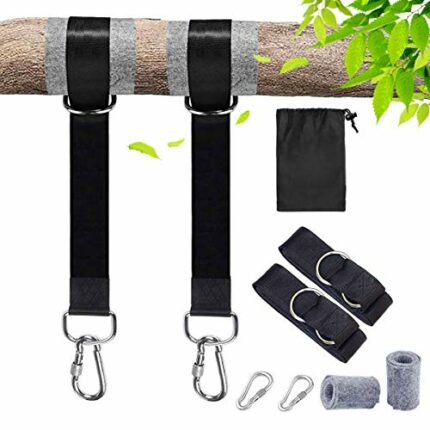Tree Swing Hanging Straps Kit,Outdoor 5ft Swing Straps,Holds to 1100lbs,2 Heavy Duty Lock Carabiners,2 Tree Protectors,2 Swing Straps,Fast & Easy