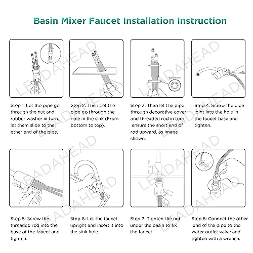 Kitchen Sink Mixer Tap SUS304 Stainless Steel Monobloc Mixer Taps with 360º Swivel Spout High Arc Single Lever Kitchen Faucet 1 Hole Mono Basin F