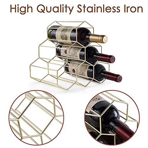 FOMANSH Countertop Wine Rack - 6 Bottle Holder for Wine Storage, Freestanding Wine Rack for Wine Cellar Bar Cabinet, Metal Tabletop Wine Holder w