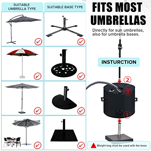 RELEDESA 1000D Round Umbrella Base Weight Bag, Up to 100 lbs Water, Parasol Base Weights Bag with 2 Handles, Suitable for 3.15" Diameter of Outdo