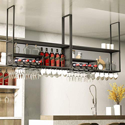 EYLINK Wine Racks,Bar Ceiling Hanging Shelves Bottle Holder Glass Shelf Wine Decor Wine Glass Rack Industrial Retro Decor Wall Mounted Wine Glass