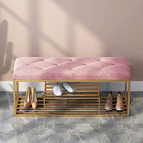 Modern Entry Shoe Bench Shoe Organizer Furniture,Luxurious Entryway Bench Shoe Rack Bench,Soft Velvet Upholstered Bench Seat Shoe Storage Bench-P