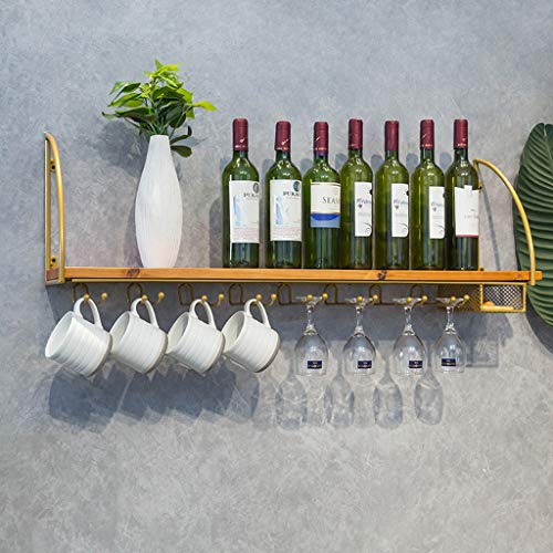 Kitchen Wine Racks Wall Holder| Metal Wood Rustic Wall Mounted Wine Bottle Holder |Wine Glass Racks or Cup Holder| Wall Shelf Storage Organizer R