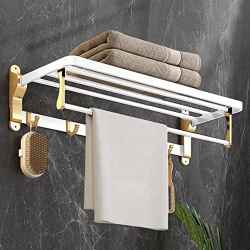 HIGOH Towel Racks, Bathroom Towel Rack Wall Mounted Towel Holder,Bathroom Towel Rack Holder,Shower Organizer Hanger,Wall Fold Hook Bath Aluminum