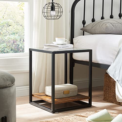 End Table - Nightstand - Industrial Telephone Table - Bedside Table with Storage Shelf - Side Table Living Room, Bedroom, Office, 40X40X50 cm, Ru