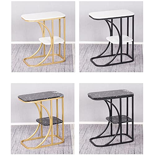 JYDQM Balcony Coffee Table Small House Marble Side Cabinet Living Room Sofa Corner Bedroom Bedside Table (Color : Gold+white marble)