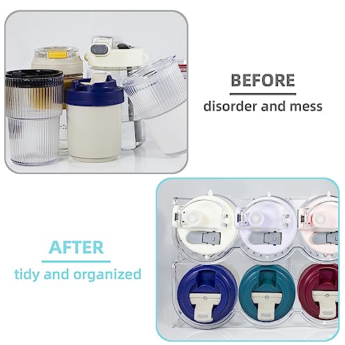 Golemas Water Bottle Organizer, Plastic Stackable Wine Storage Rack, Clear Kitchen Fridge Kitchen Cabinet Bottle Holder for Tumbler, Travel Mag,