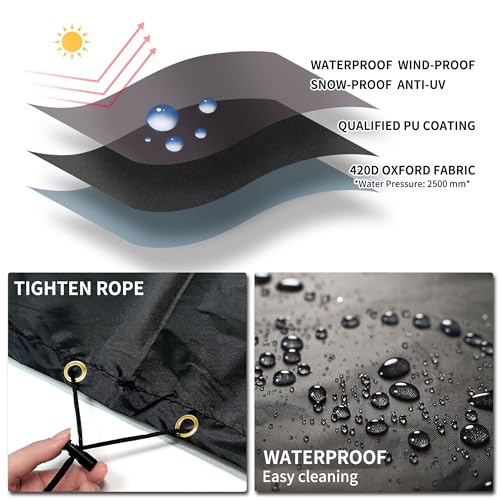 Funshot Garden Sunbed Lounger Cover with Air Vent, Waterproof, Windproof, Anti-UV, Heavy Duty Rip Proof 420D Oxford 220x80x35/55cm Fabric Outdoor
