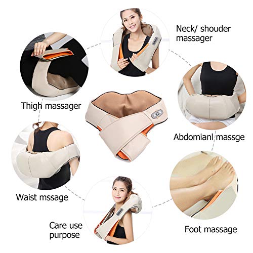HUANGXING - Neck and Shoulder Massager, Shiatsu Roller Back Shoulder Neck Muscle Massager Body 16 Massage Ball Shawl Spine Belt 4D Infrared Knead