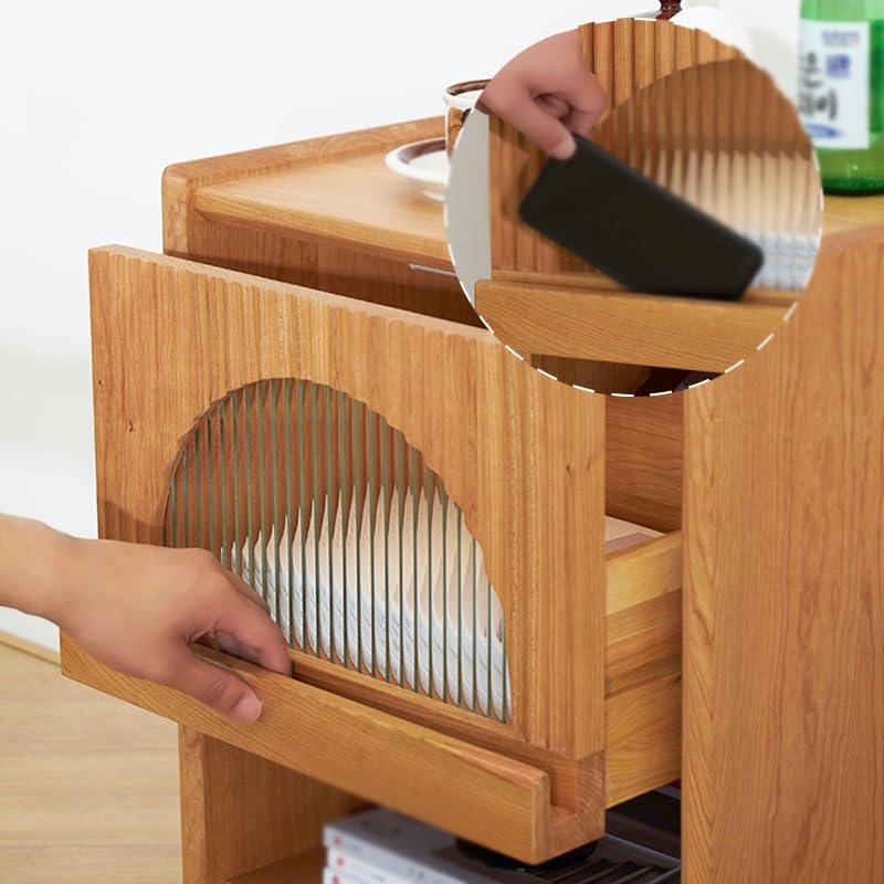 JYDQM Nightstand Narrow Mini Bedside Cabinet Locker Cherry Wood Bedroom Shelving