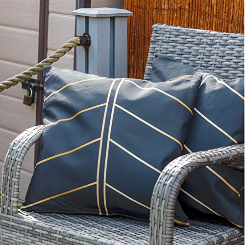 Gardenwize - Pack of 2 Outdoor Scatter Cushions, Garden Furniture Cushions - Covers & Pillows (Gold Palm)