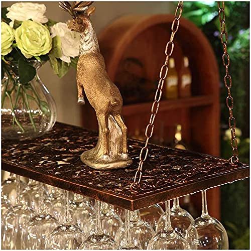 SUCHETA Hanging Wine Rack with Glass Holder and Shelf, Wine Glass Rack, Hanging Home European-Style bar Table Wine Glass Rack, Upside Down Living