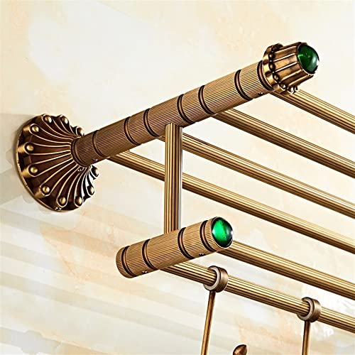 HIGOH Towel Racks,Bathroom Towel Rack Wall Mounted Towel Holder,Antique European-Style All-Copper Bath Towel Rack,High-End Bathroom Hardware Rack