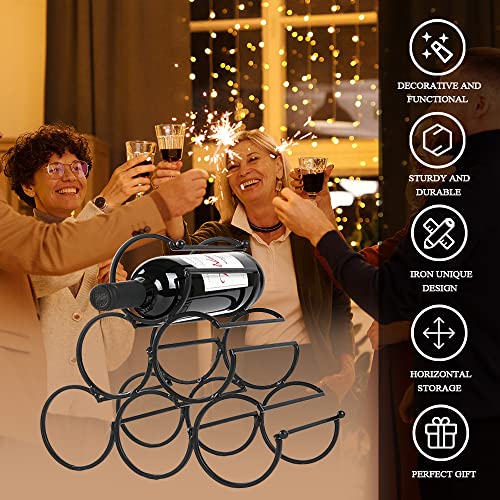 JHY DESIGN Iron Tabletop Wine Rack 27.5cm High Rustic Wine Bottle Rack Storage Wine Shelf Freestanding Wine Holder Portable Wine Cabinet (6 Bottl