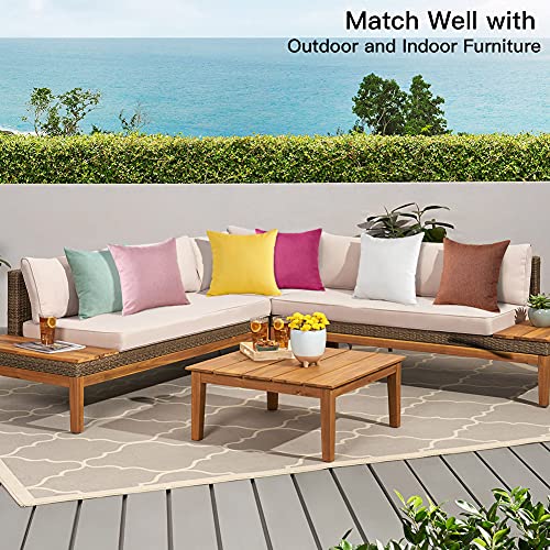 JOTOM Pack of 2 Premium Outdoor Waterproof Cushion Covers 45x45 cm Water Resistant Square Pillow Covers Garden Cushion Cover Linen Cushion Case f
