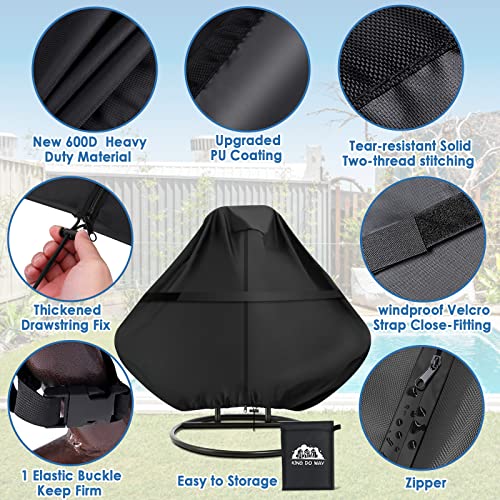 GARPROVM Hanging Chair Protective Cover for Hanging Chair, 600D Polyester Oxford, Waterproof, Anti-UV, Tarpaulin for Hanging Chair, Swing Chair,