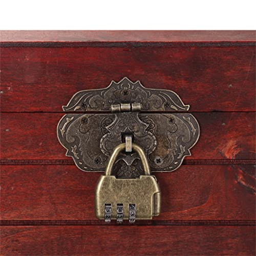 MIAOHY Wooden Chest Antique Wooden Lock Chest Treasure Storage Box Home Decor for Keeping Earrings Small Things