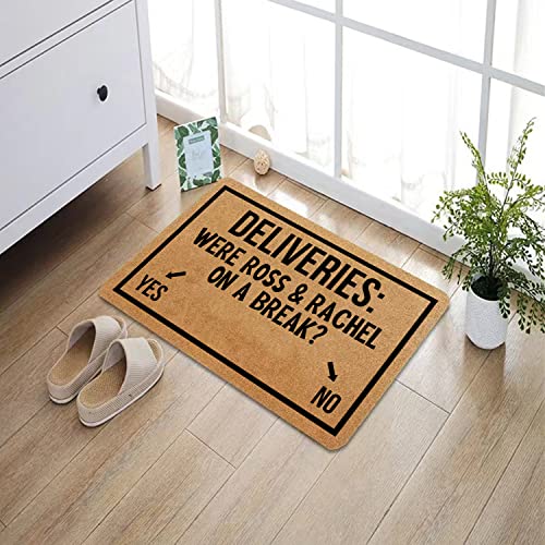 Funny Doormat were Ross and Rachel On A Break Front Door Mat Entryway Outdoor Mat with Heavy Duty Front Porch Welcome Mats Entry Brown Mat House