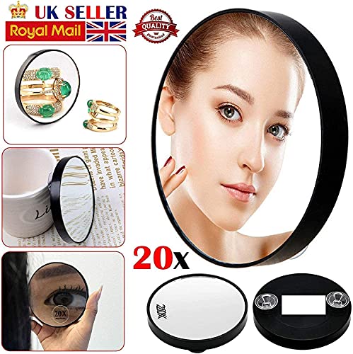 RMTL 20x Magnifying Mirror With Suction Pads| Small Compact Magnification Mirror Eye Makeup | Professional Pocket Vanity Eyebrow Tweezing