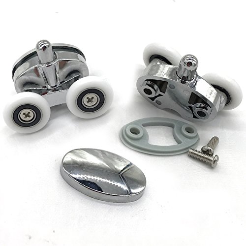 Set of 4 New Oval Butterfly Twin Wheel 23mm Shower Door Rollers (Diameter 23mm2top2bottom) (23mm Distance :27mm)