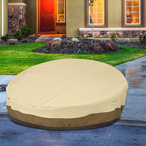 Garden Table Cover Round Patio Daybed Cover Waterproof Oxford Fabric Garden Furniture Cover Outdoor Daybed Sofa Protective Cover 228x83cm (210D)