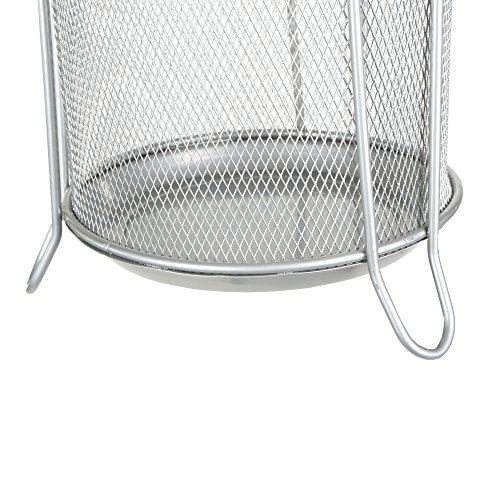 Mind Reader Umbrella Stand Rack Holder for Canes, Walking Sticks, Home and Office, Silver - UMBHMESH-SIL