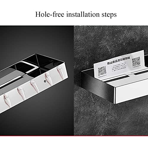 Bathroom ShelfBathroom Shelves Wall Mounted Bathroom Shelf No Drilling Shower Rack Stainless Steel Adhesive Multi-Function For Toilet Balcony,Chr