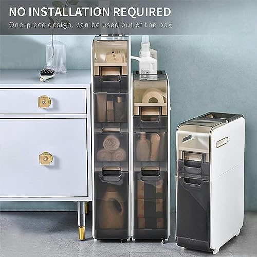 Bathroom Floor Cabinet Vertical Storage Unit Slim Toilet Paper Storage Cabinet 4 Tier Bathroom Floor Cabinet With Storage Drawers Tower Capacity