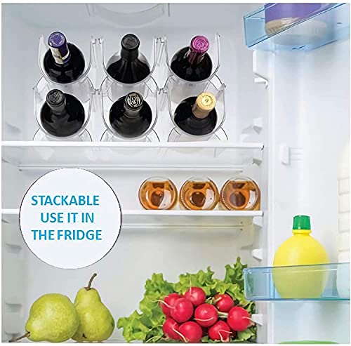 MSYU Plastic Free-Standing Water Bottle and Wine Rack Storage Organizer for Kitchen Countertops, Table Top, Pantry, Fridge - Stackable, Each Rack
