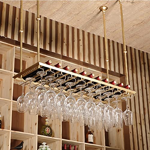 EMISOO Wine Racks Ceiling-Type Wine Bottle Holder, Hanging Wine Glass Racks Goblet Stemware Shelf Wine Storage Display Racks Adjustable Height, G