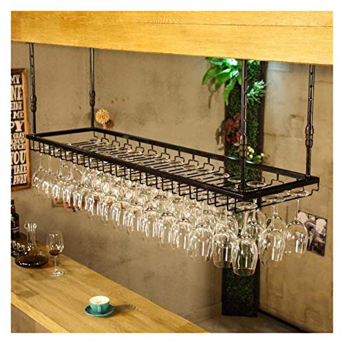 SUCHETA Hanging Wine Rack with Glass Holder and Shelf, Wine Lovers Bar Furniture& Wine Rack Ceiling Mounted Hanging Wine Bottle Holder Metal Gobl