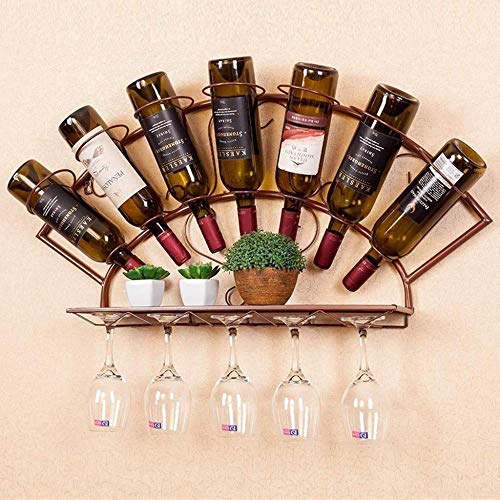 NEOCHY Wine Rack Modern Wall-Mounted Wine Bottle Display Stand Metal Floating Goblet Hanging Wine Bottle Display Stand