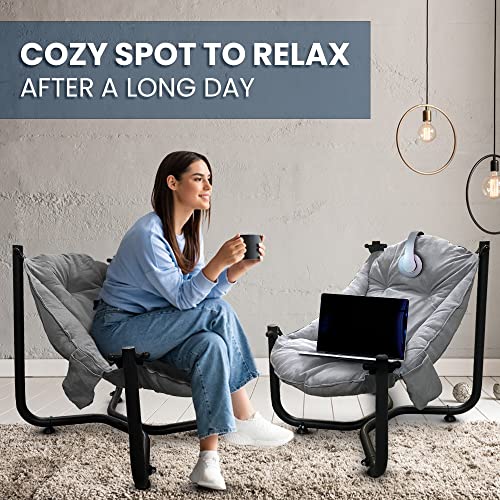 METALLIC TURTLE Comfort Chairs Set of 2 Garden Lounge Patio Camping Chairs Balcony Furniture, Conservatory Sofa (Grey)